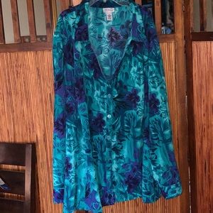 Bold and Bright. Teal royal blue blouse.